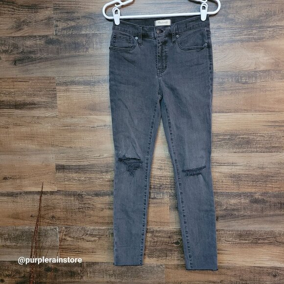 Madewell Jeans 26 Mid Rise 9" Skinny Black Sea Wash Tummy Control Stretch Denim - Picture 1 of 14